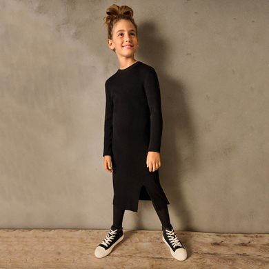 Cool Club, Sukienka dziewczęca z długim rękawem, prążkowana, czarna