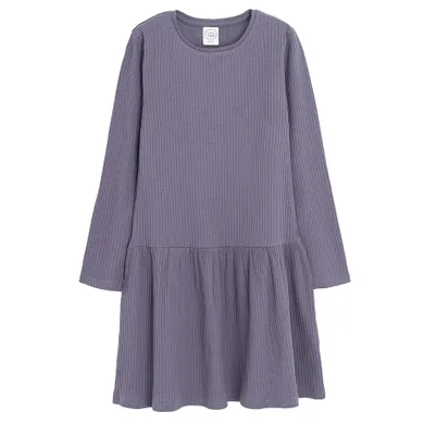 Cool Club, Sukienka dziewczęca z długim rękawem, prążkowana, fioletowa