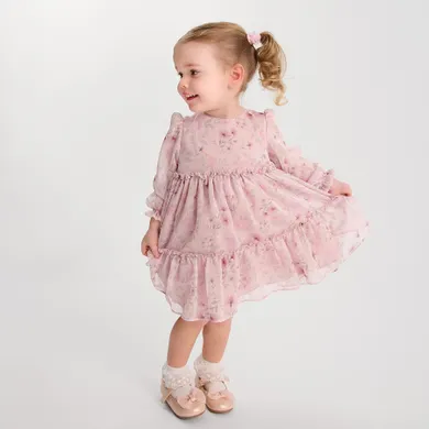 Cool Club, Sukienka dziewczęca z długim rękawem, różowa