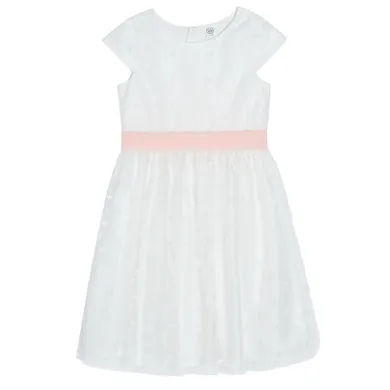 Cool Club, Sukienka dziewczęca z krótkim rękawem, biała