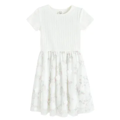 Cool Club, Sukienka dziewczęca z krótkim rękawem, biała