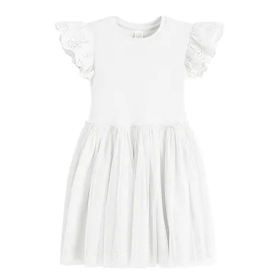 Cool Club, Sukienka dziewczęca z krótkim rękawem, biała