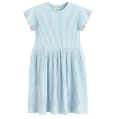 Cool Club, Sukienka dziewczęca z krótkim rękawem, prążkowana, niebieska