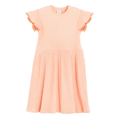 Cool Club, Sukienka dziewczęca z krótkim rękawem, prążkowana, pomarańczowa