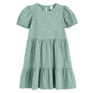 Cool Club, Sukienka dziewczęca z krótkim rękawem, zielona