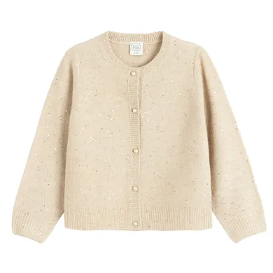Cool Club, Sweter dziewczęcy, rozpinany, beżowy