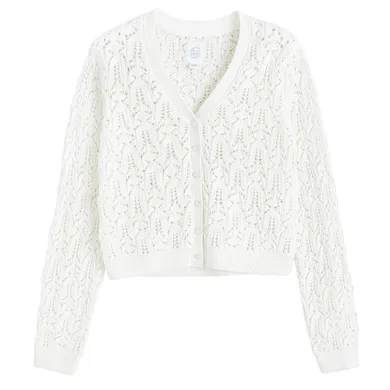 Cool Club, Sweter dziewczęcy, rozpinany, biały