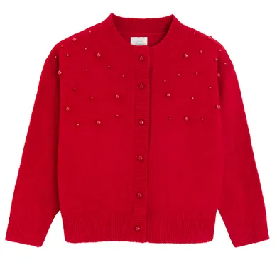 Cool Club, Sweter dziewczęcy, rozpinany, czerwony