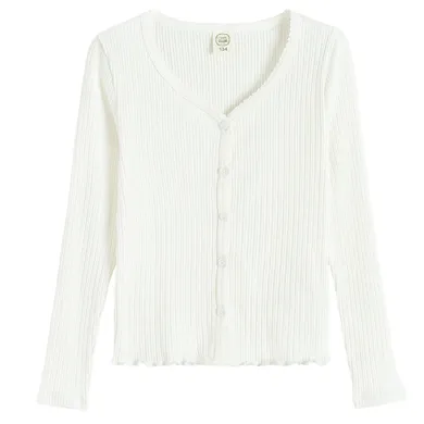 Cool Club, Sweter dziewczęcy, rozpinany, prążkowany, biały