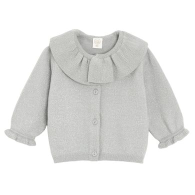 Cool Club, Sweter dziewczęcy, rozpinany, srebrny