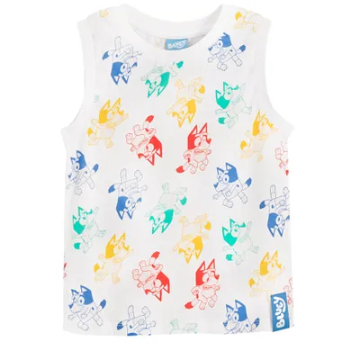 Cool Club, T-shirt chłopięcy bez rękawów, biały, Bluey
