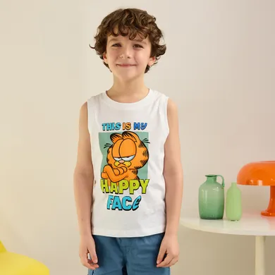 Cool Club, T-shirt chłopięcy bez rękawów, biały, Garfield