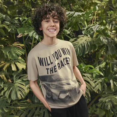 Cool Club, T-shirt chłopięcy, beżowy