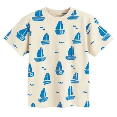 Cool Club, T-shirt chłopięcy, beżowy