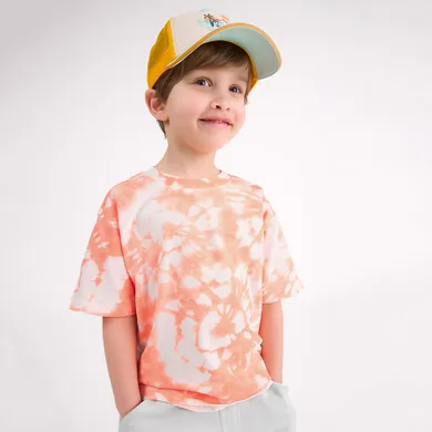 Cool Club, T-shirt chłopięcy, biało-pomarańczowy