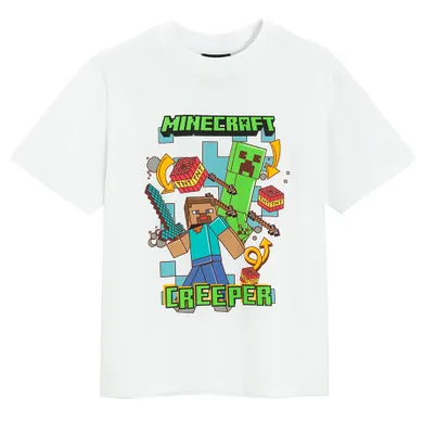 Cool Club, T-shirt chłopięcy, biały, Minecraft