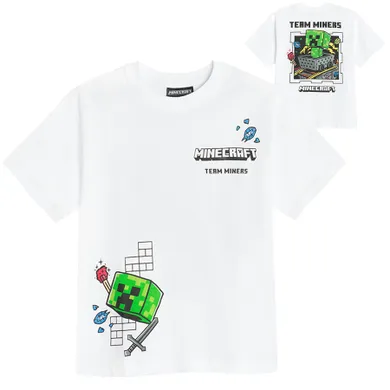 Cool Club, T-shirt chłopięcy, biały, Minecraft