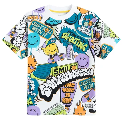 Cool Club, T-shirt chłopięcy, biały, SmileyWorld