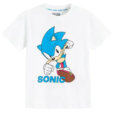 Cool Club, T-shirt chłopięcy, biały, Sonic the Hedgehog