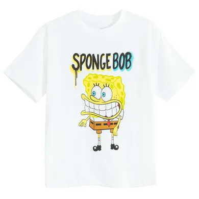 Cool Club, T-shirt chłopięcy, biały, SpongeBob