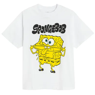 Cool Club, T-shirt chłopięcy, biały, SpongeBob