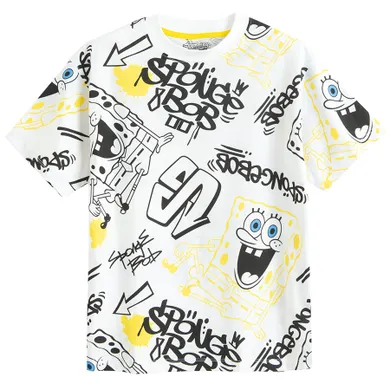 Cool Club, T-shirt chłopięcy, biały, SpongeBob
