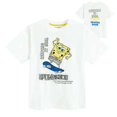 Cool Club, T-shirt chłopięcy, biały, SpongeBob