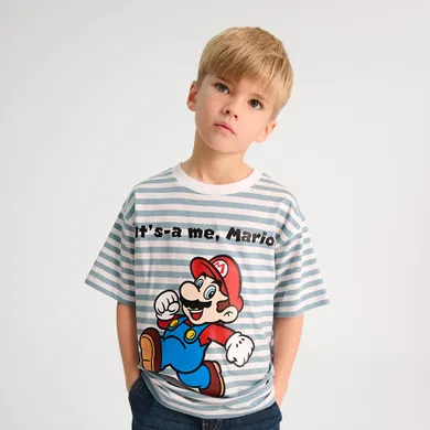Cool Club, T-shirt chłopięcy, biały, Super Mario