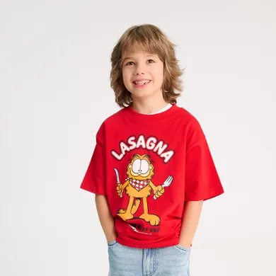 Cool Club, T-shirt chłopięcy, czerwony, Garfield