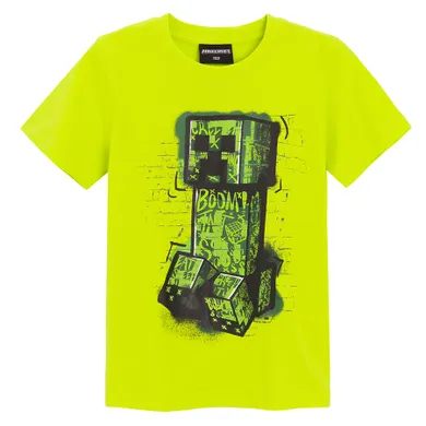 Cool Club, T-shirt chłopięcy, limonkowy, Minecraft