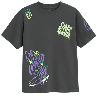 Cool Club, T-shirt chłopięcy, oversize, grafitowy