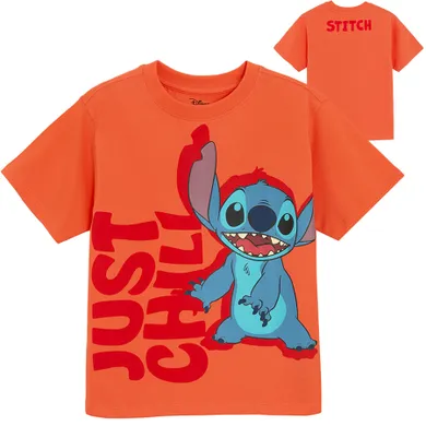 Cool Club, T-shirt chłopięcy, pomarańczowy, Lilo i Stitch