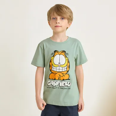 Cool Club, T-shirt chłopięcy, zielony, Garfield