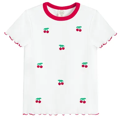 Cool Club, T-shirt dziewczęcy, ażurowy, biały