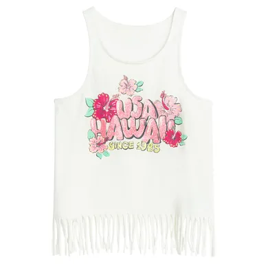 Cool Club, T-shirt dziewczęcy bez rękawów, biały