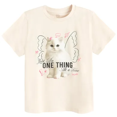 Cool Club, T-shirt dziewczęcy, beżowy