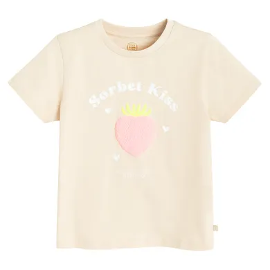 Cool Club, T-shirt dziewczęcy, beżowy