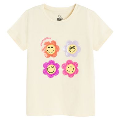 Cool Club, T-shirt dziewczęcy, beżowy, SmileyWorld