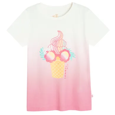 Cool Club, T-shirt dziewczęcy, biało-różowy