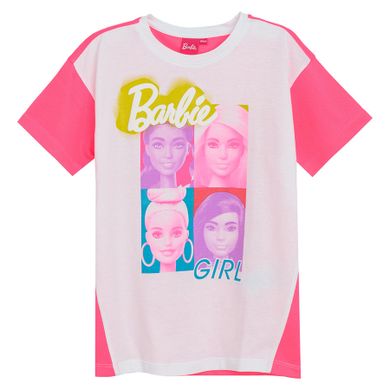 Cool Club, T-shirt dziewczęcy, biało-różowy, Barbie