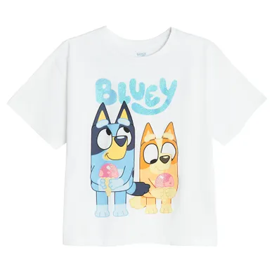 Cool Club, T-shirt dziewczęcy, biały, Bluey