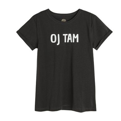 Cool Club, T-shirt dziewczęcy, ciemnoszary, Oj tam
