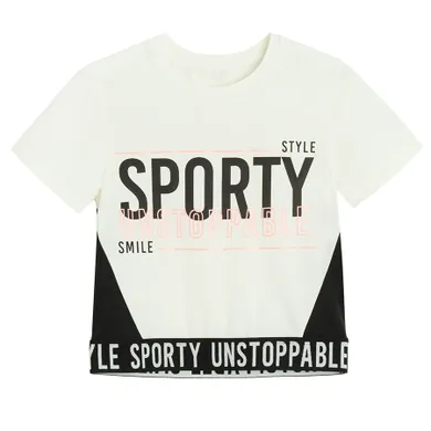 Cool Club, T-shirt dziewczęcy, crop top, biały