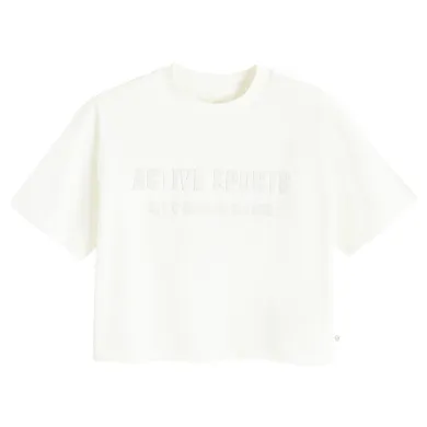 Cool Club, T-shirt dziewczęcy, crop top, biały