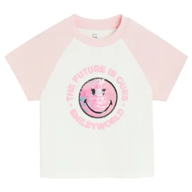 Cool Club, T-shirt dziewczęcy, crop top, biały, SmileyWorld