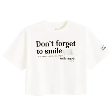 Cool Club, T-shirt dziewczęcy, crop top, biały, SmileyWorld