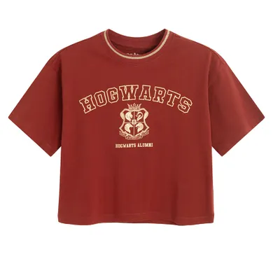 Cool Club, T-shirt dziewczęcy, crop top, bordowy, Harry Potter