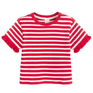 Cool Club, T-shirt dziewczęcy, crop top, czerwono-biały