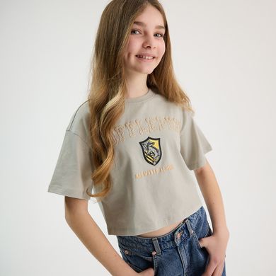 Cool Club, T-shirt dziewczęcy, crop top, khaki, Harry Potter