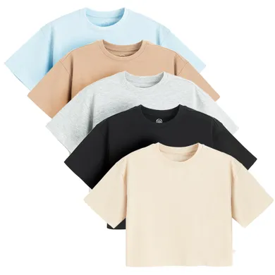 Cool Club, T-shirt dziewczęcy, crop top, mix, zestaw, 5 szt.